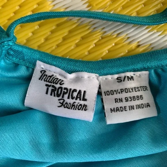 Indian Tropical Bohemian‎ Blue Dress Peacock Print - Picture 10 of 16